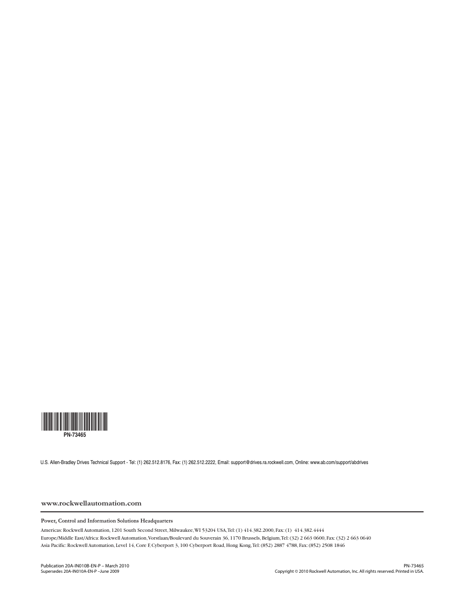 Rockwell Automation 20A PowerFlex 70 Power Jumpers User Manual | Page 6 / 6