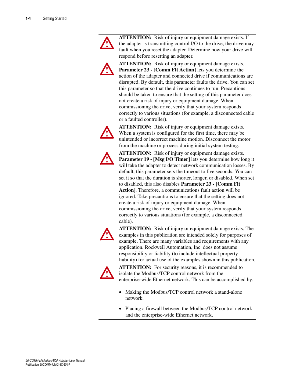 Rockwell Automation 20-COMM-M Modbus/TCP Adapter User Manual | Page 12 / 98