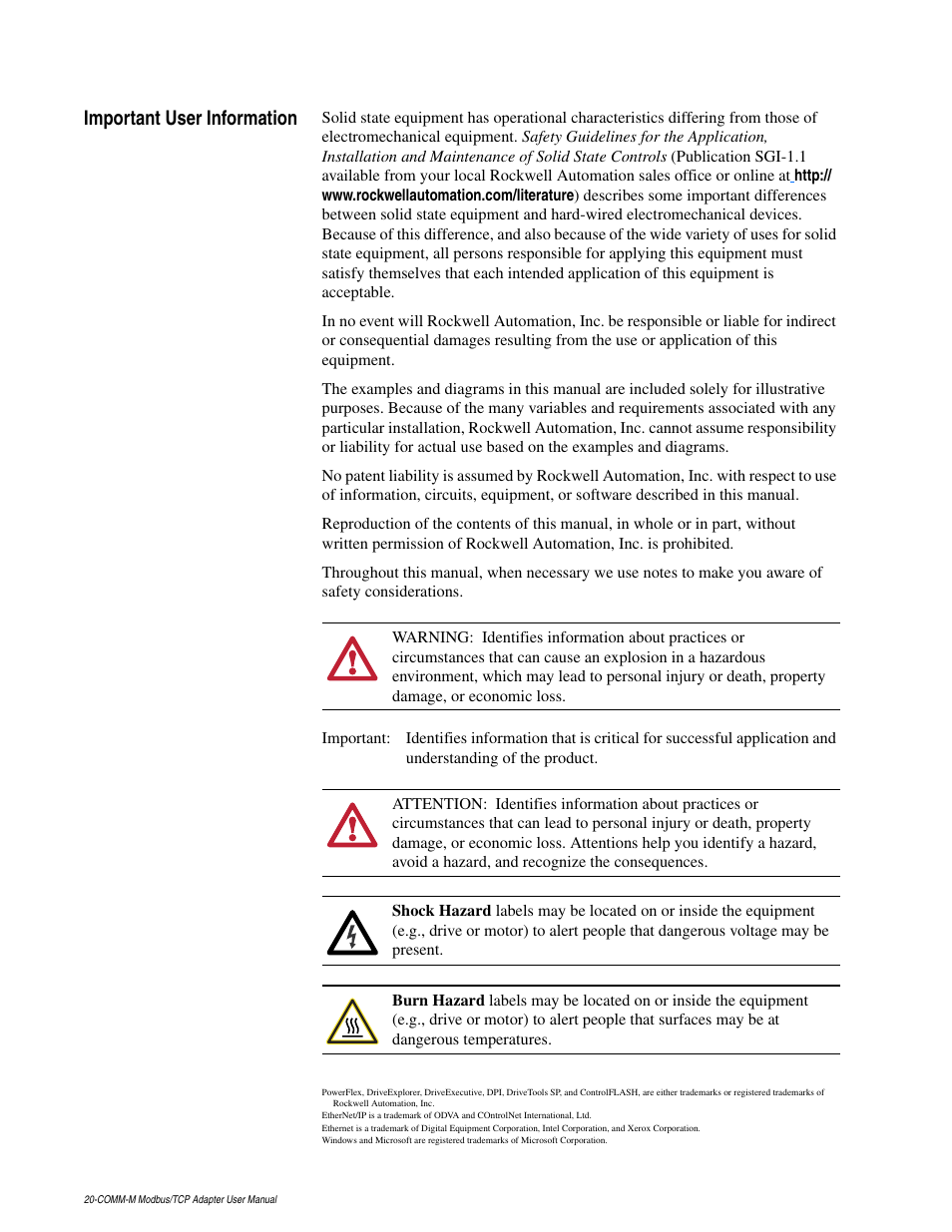 Rockwell Automation 20-COMM-M Modbus/TCP Adapter User Manual | Page 2 / 98