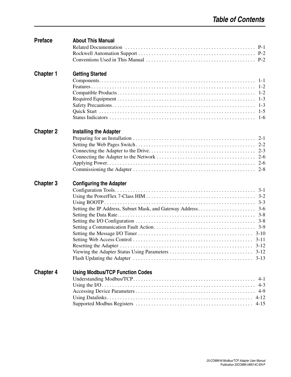 Rockwell Automation 20-COMM-M Modbus/TCP Adapter User Manual | Page 5 / 98