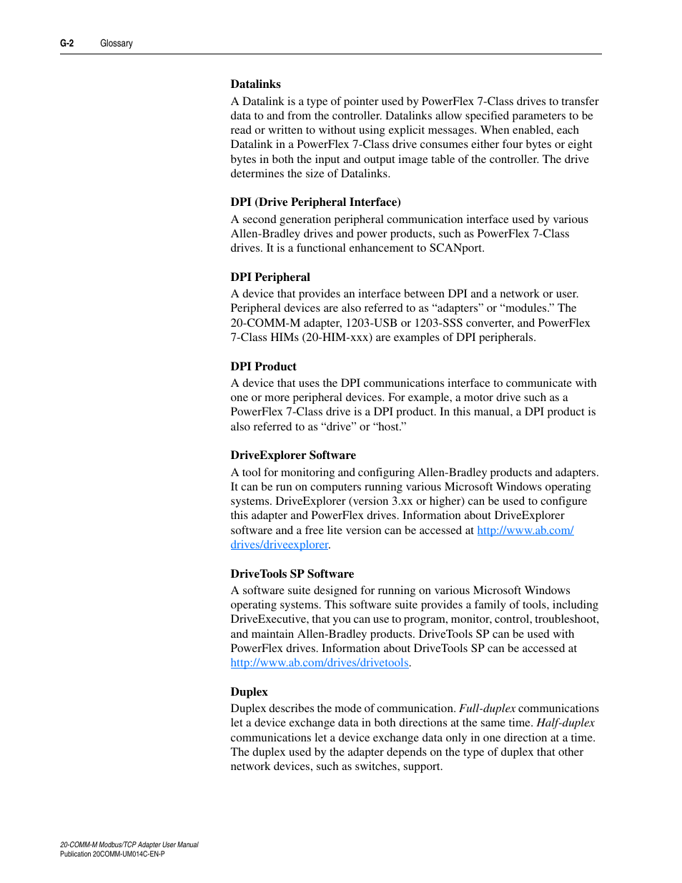 Rockwell Automation 20-COMM-M Modbus/TCP Adapter User Manual | Page 88 / 98