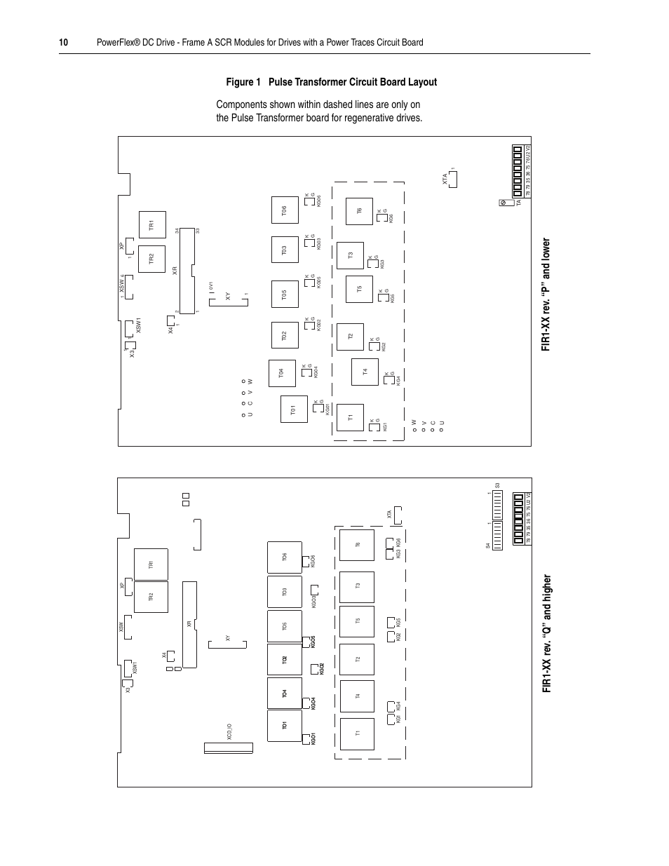 Figure 1 pulse transformer circuit board layout | Rockwell Automation 20P PowerFlex DC Drive - Frame A SCR Modules for Drive w/Power Traces Circuit Board User Manual | Page 10 / 18