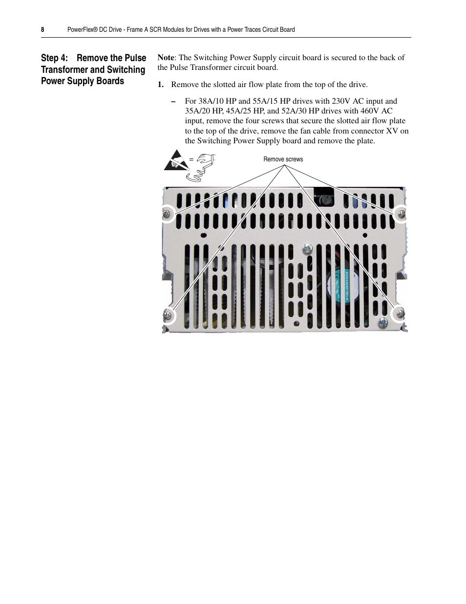 Rockwell Automation 20P PowerFlex DC Drive - Frame A SCR Modules for Drive w/Power Traces Circuit Board User Manual | Page 8 / 18