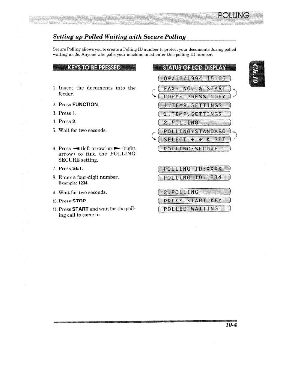 Polling, Setting up polled waiting with secure polling, Setting up polled waiting with secure polling -4 | Brother INTELLIFAX 820MC User Manual | Page 107 / 128