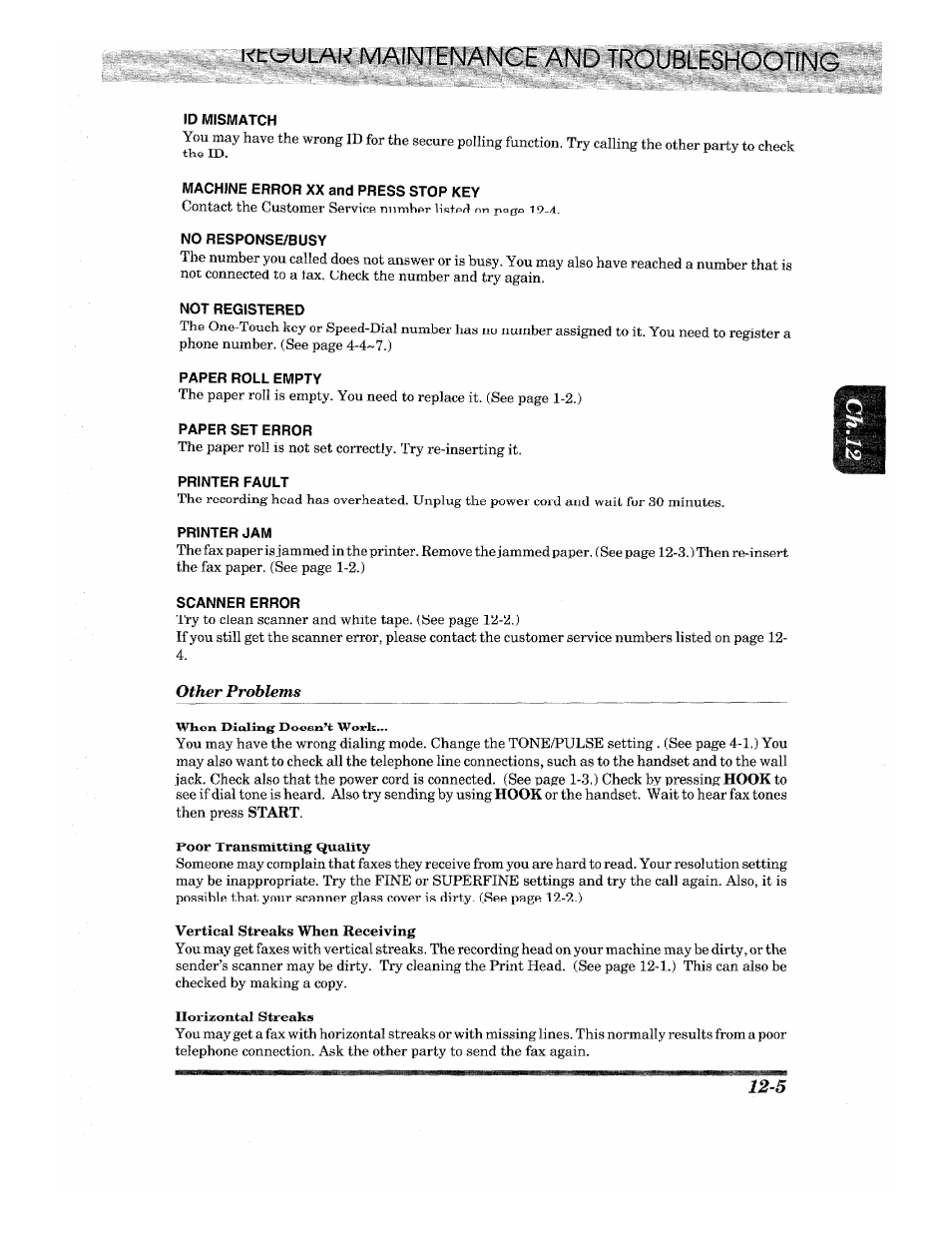 Kt^ulak maintenance and troubleshooting | Brother INTELLIFAX 820MC User Manual | Page 119 / 128