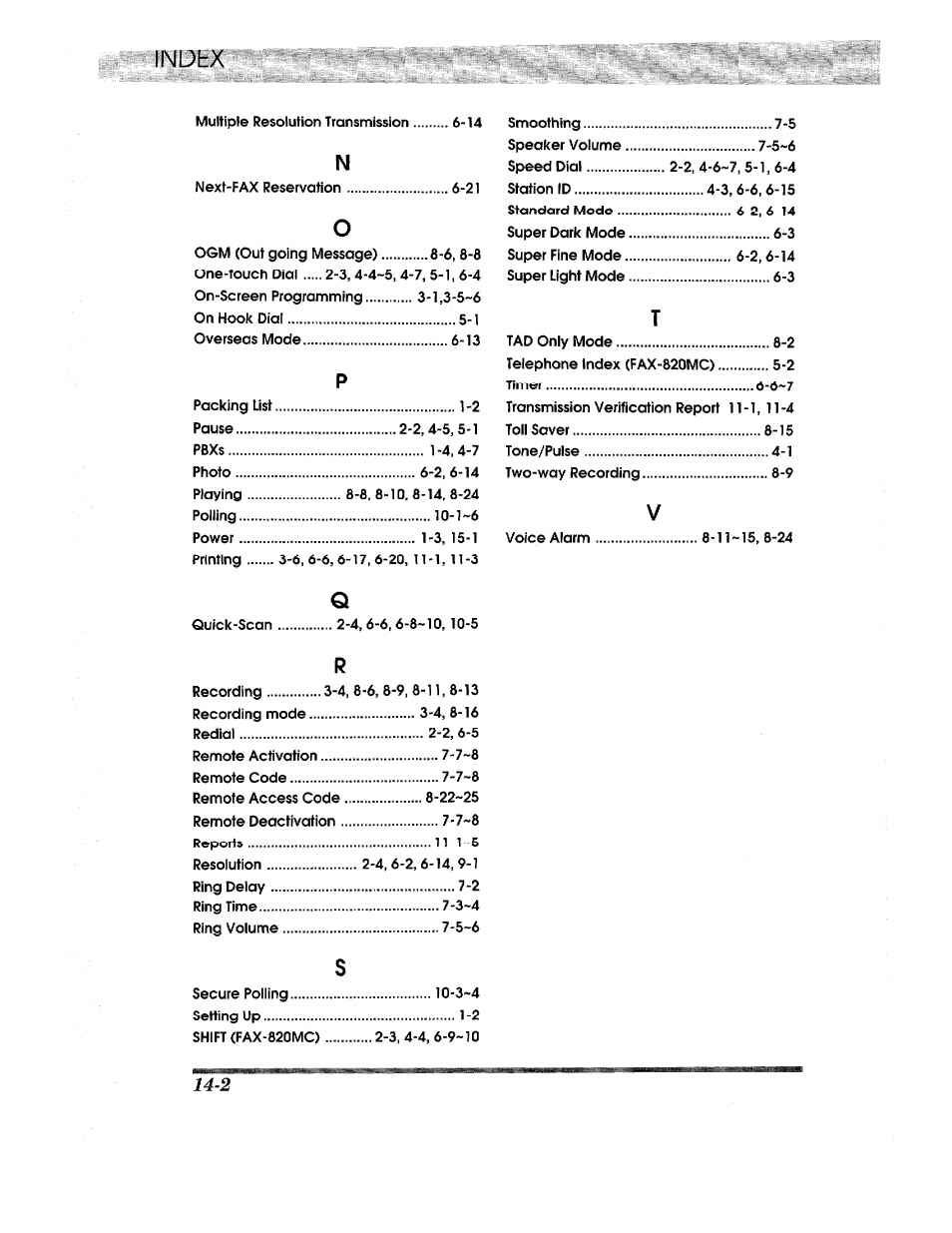 Indhx | Brother INTELLIFAX 820MC User Manual | Page 124 / 128