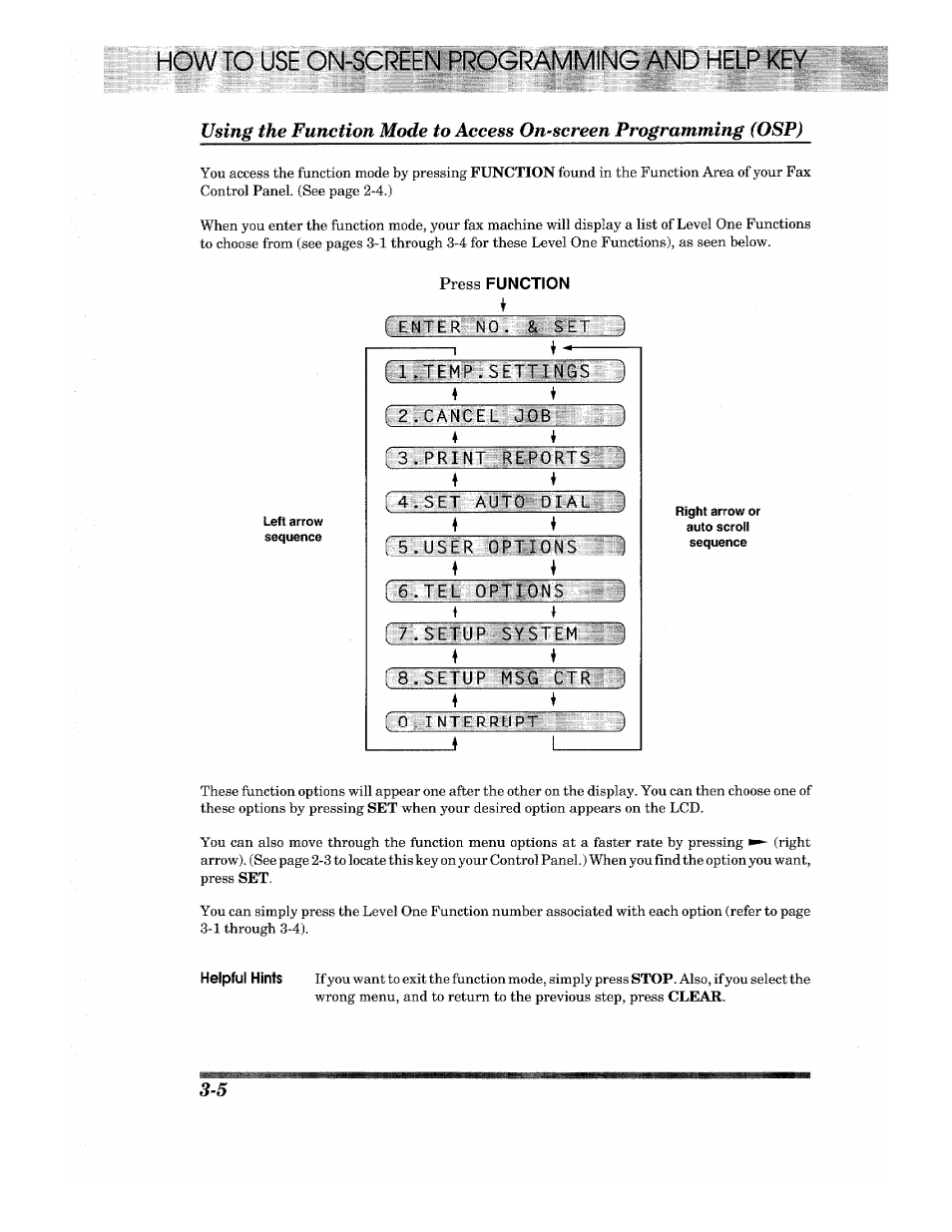How to use on-screen programming and help key | Brother INTELLIFAX 820MC User Manual | Page 24 / 128