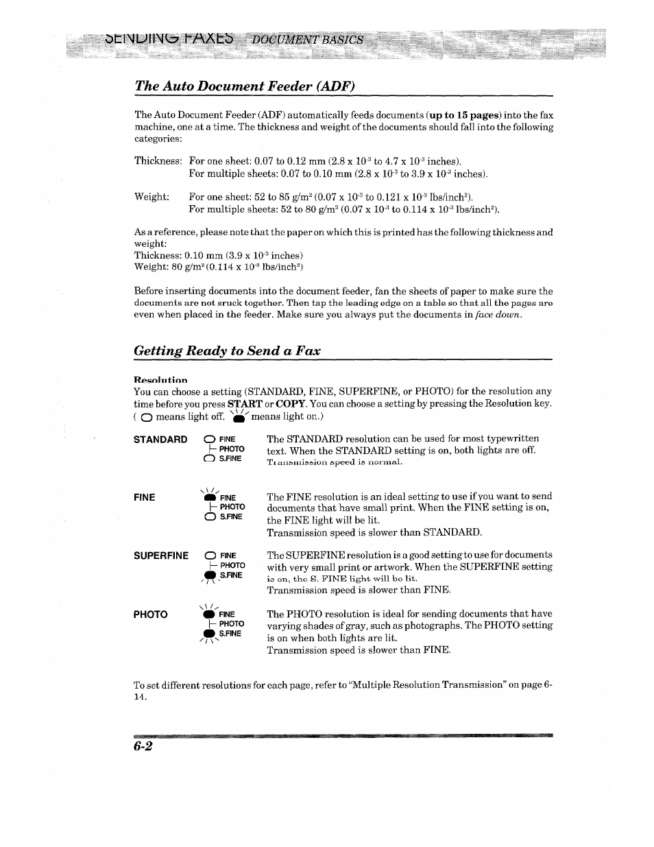 Otinjul, The auto document feeder (adf), Getting ready to send a fax | Brother INTELLIFAX 820MC User Manual | Page 42 / 128