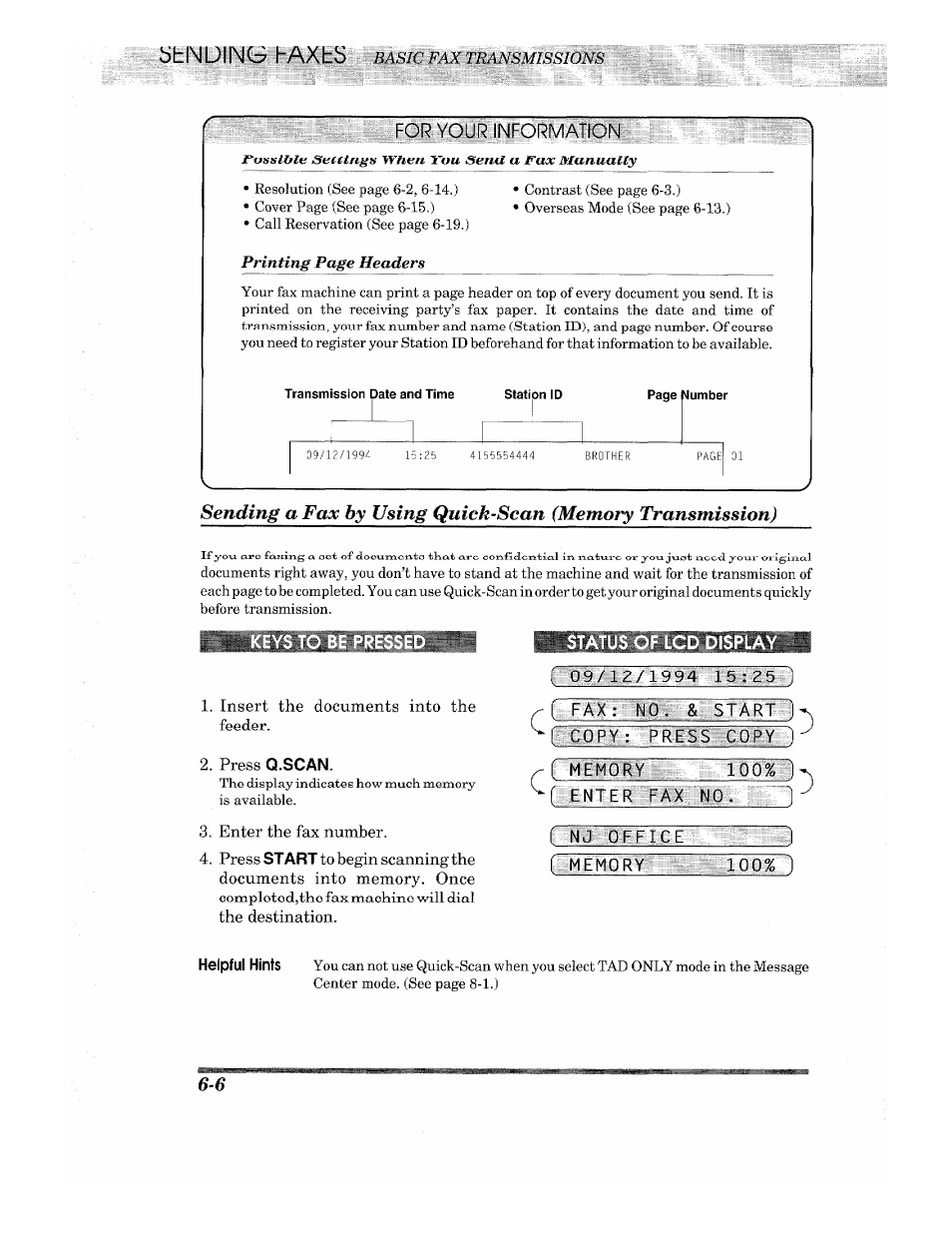 U fax: no. & si art 1 i copy: press copy ), C memory, F nj office | Bt in l)l ini haxhs | Brother INTELLIFAX 820MC User Manual | Page 46 / 128