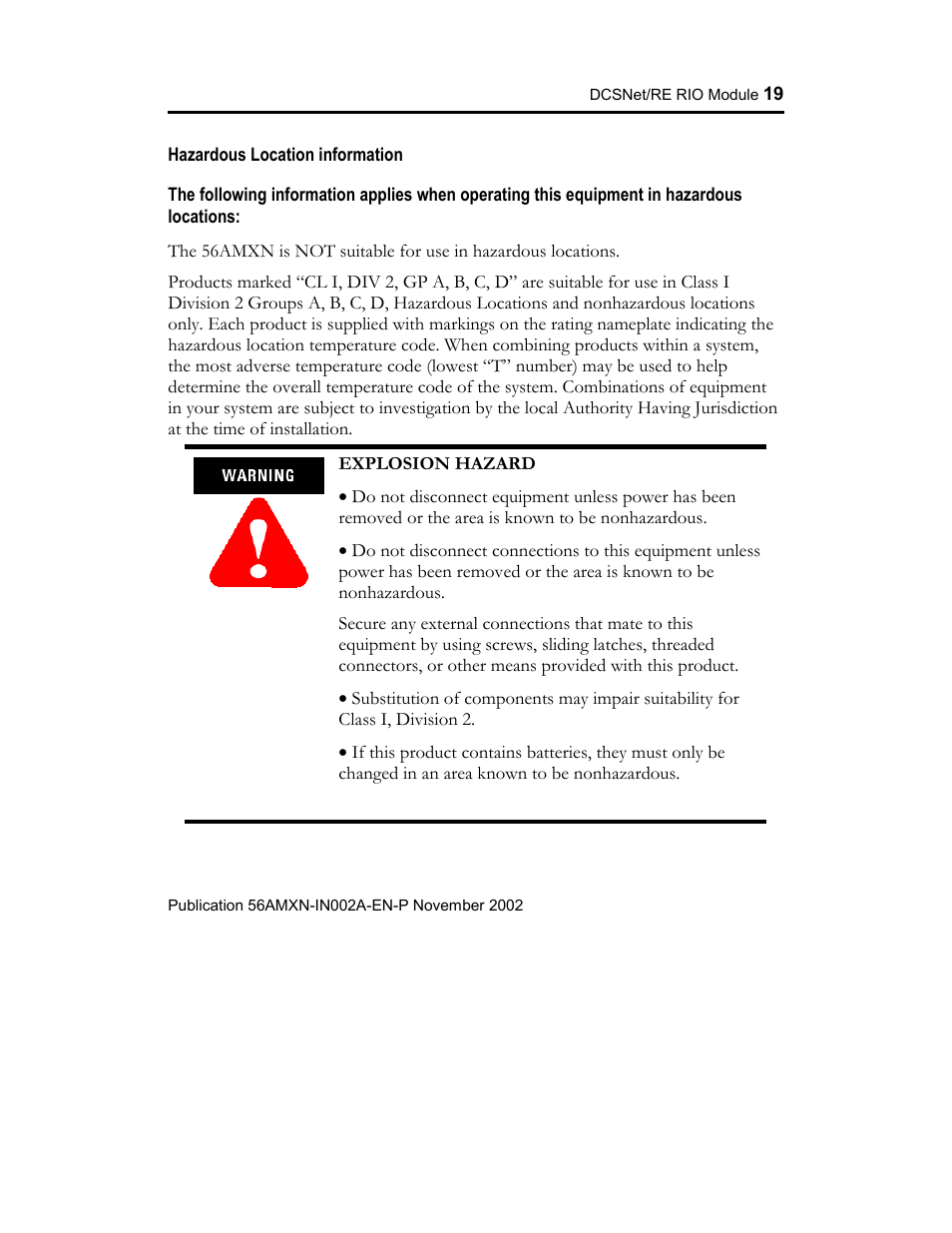 Rockwell Automation 56AMXN ControlLogix/AutoMax/Communication/Module User Manual | Page 19 / 24