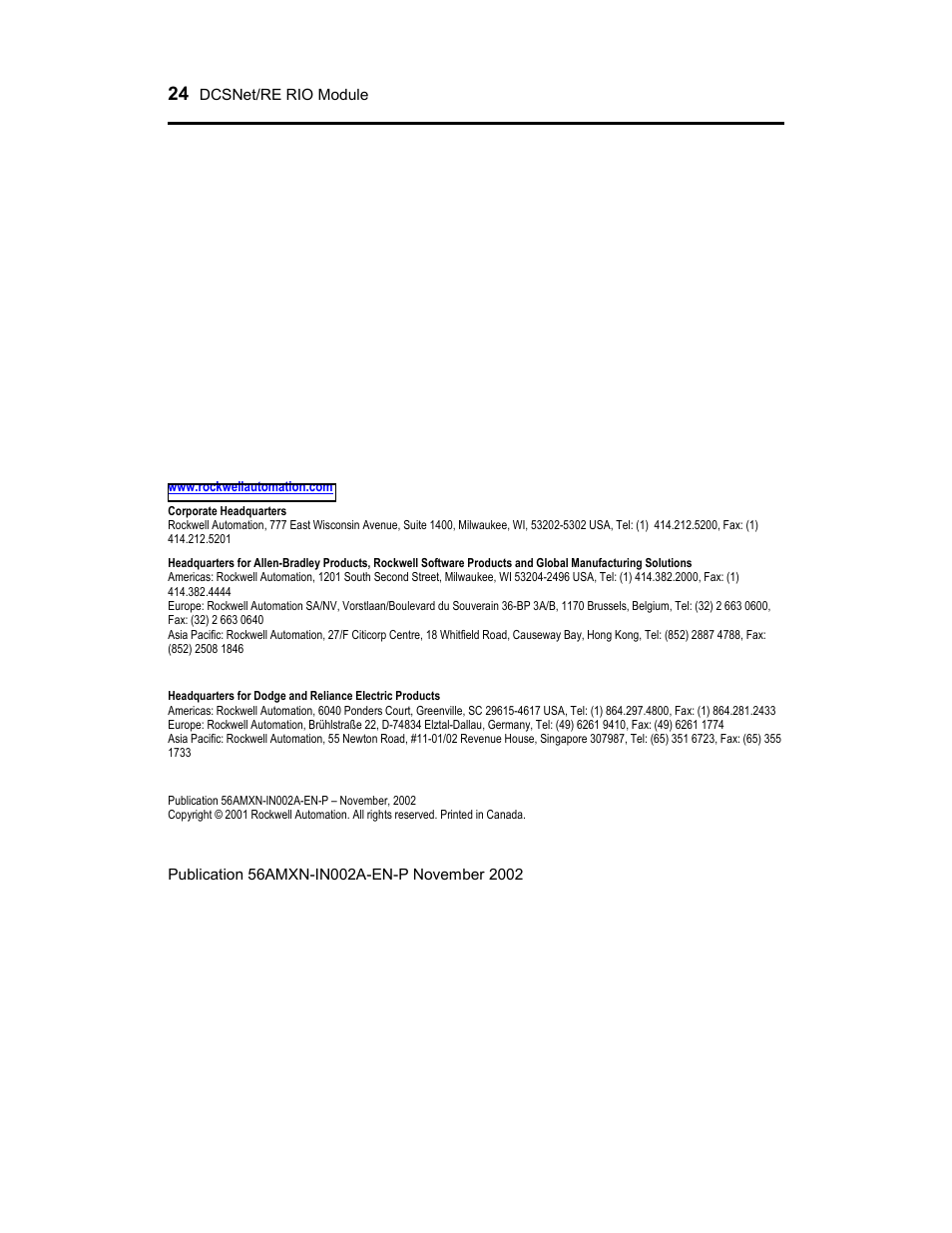Rockwell Automation 56AMXN ControlLogix/AutoMax/Communication/Module User Manual | Page 24 / 24