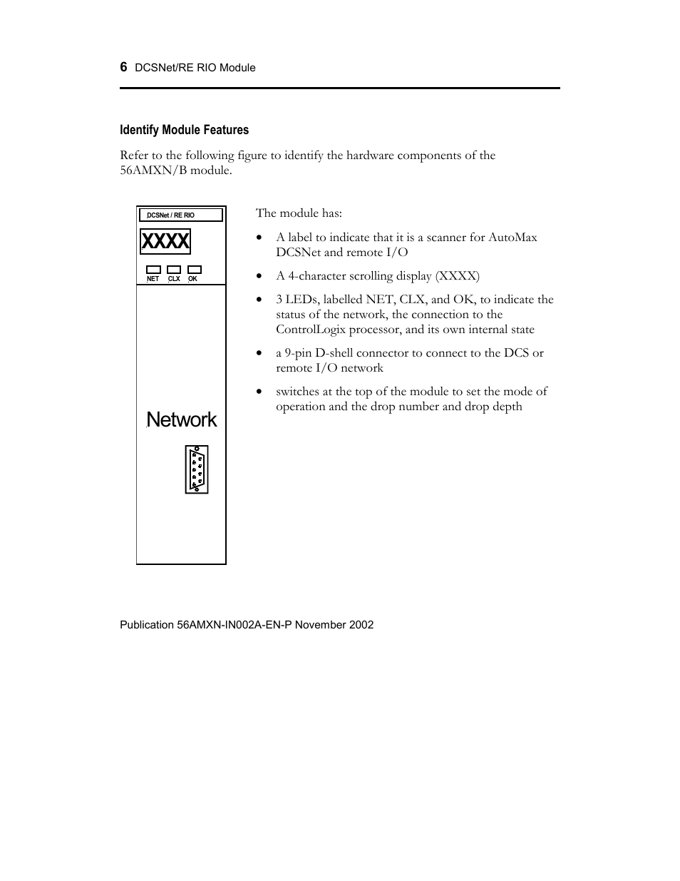 Identify module features | Rockwell Automation 56AMXN ControlLogix/AutoMax/Communication/Module User Manual | Page 6 / 24