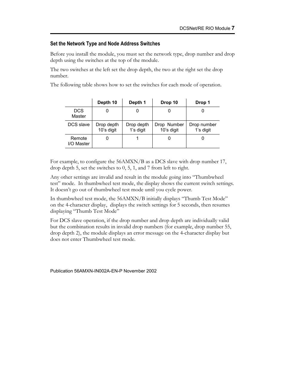 Set the network type and node address switches | Rockwell Automation 56AMXN ControlLogix/AutoMax/Communication/Module User Manual | Page 7 / 24
