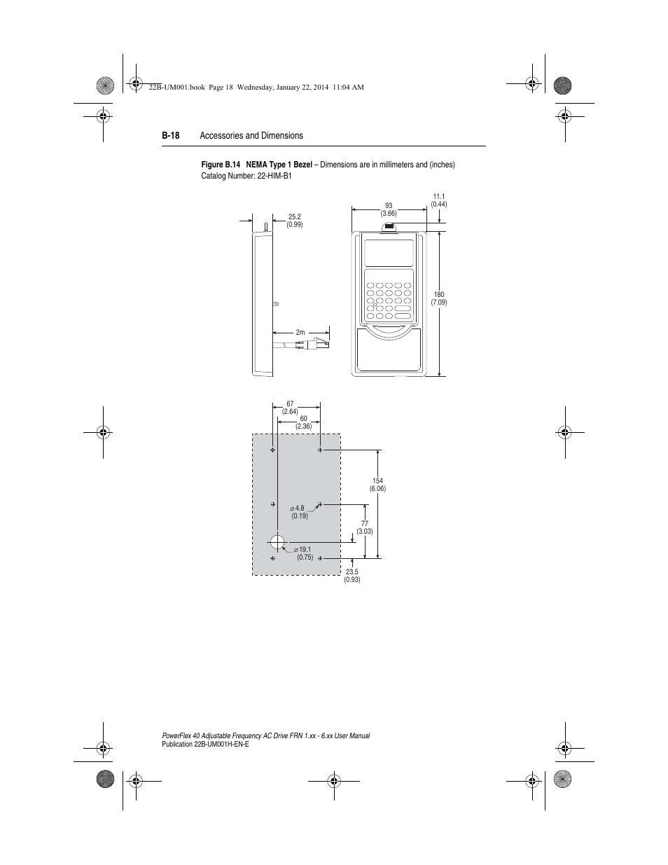 B-18 accessories and dimensions | Rockwell Automation 22B PowerFlex 40 FRN 1.xx - 6.xx User Manual | Page 124 / 160