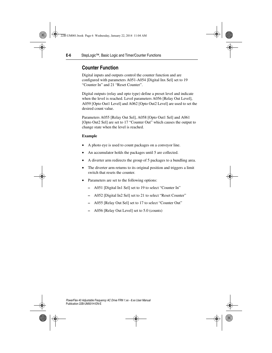 Counter function | Rockwell Automation 22B PowerFlex 40 FRN 1.xx - 6.xx User Manual | Page 142 / 160