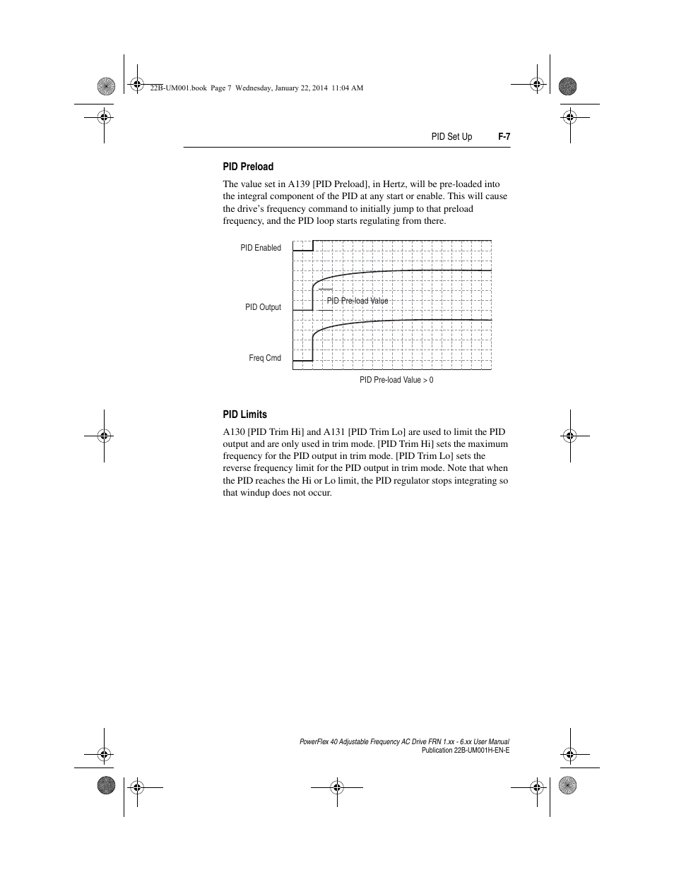 Pid preload, Pid limits | Rockwell Automation 22B PowerFlex 40 FRN 1.xx - 6.xx User Manual | Page 151 / 160