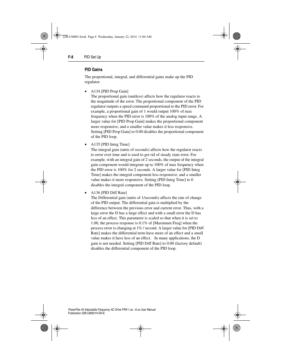 Pid gains | Rockwell Automation 22B PowerFlex 40 FRN 1.xx - 6.xx User Manual | Page 152 / 160