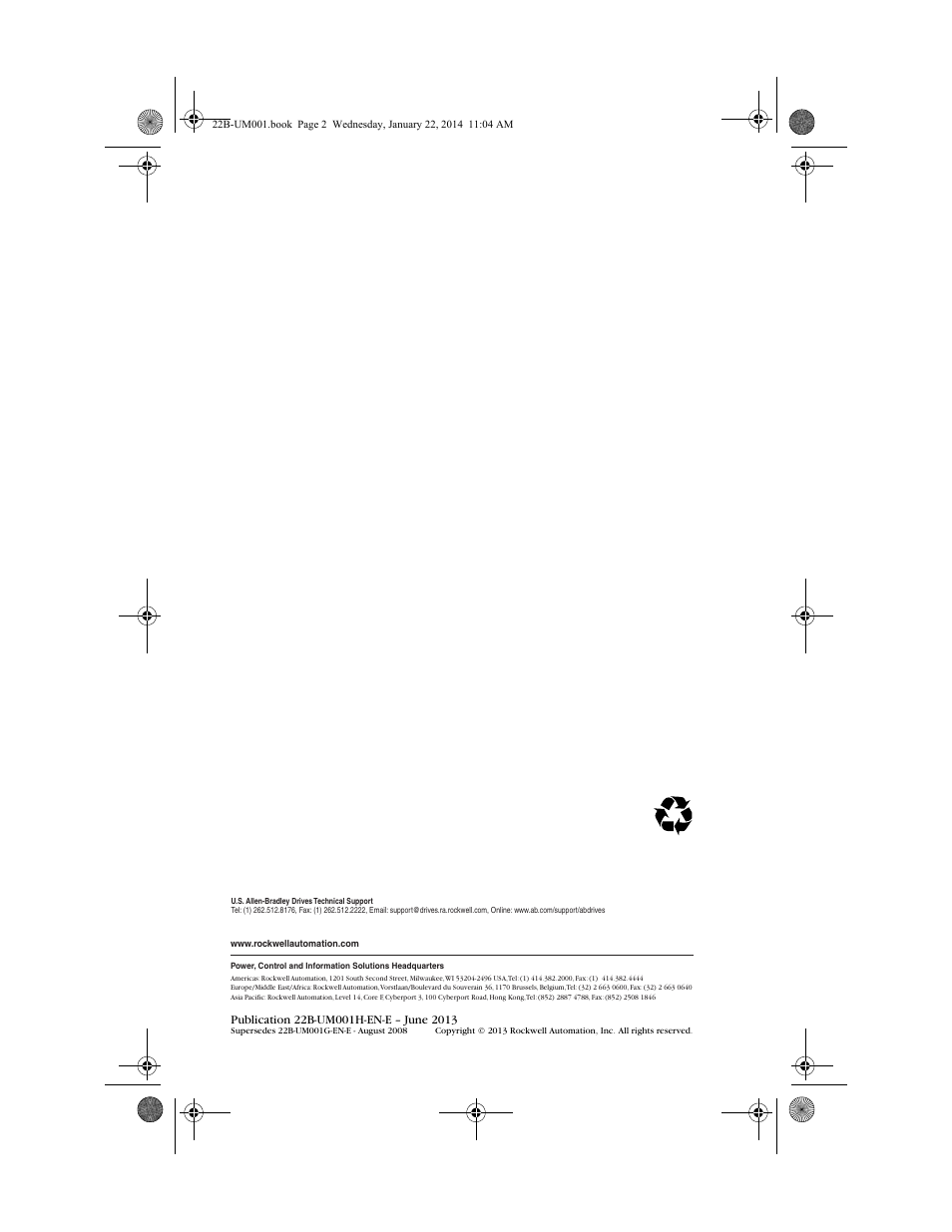 Back cover | Rockwell Automation 22B PowerFlex 40 FRN 1.xx - 6.xx User Manual | Page 160 / 160