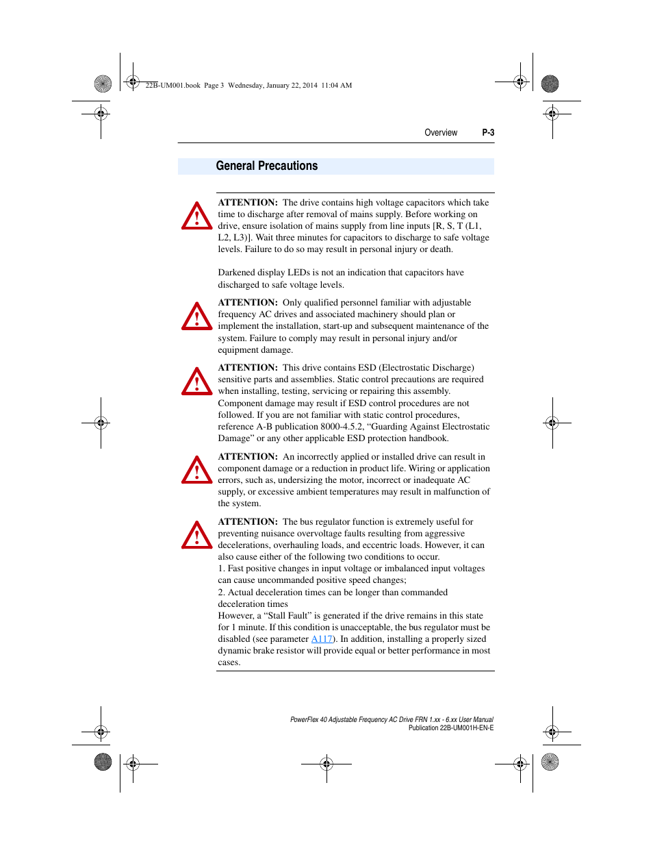 General precautions | Rockwell Automation 22B PowerFlex 40 FRN 1.xx - 6.xx User Manual | Page 9 / 160