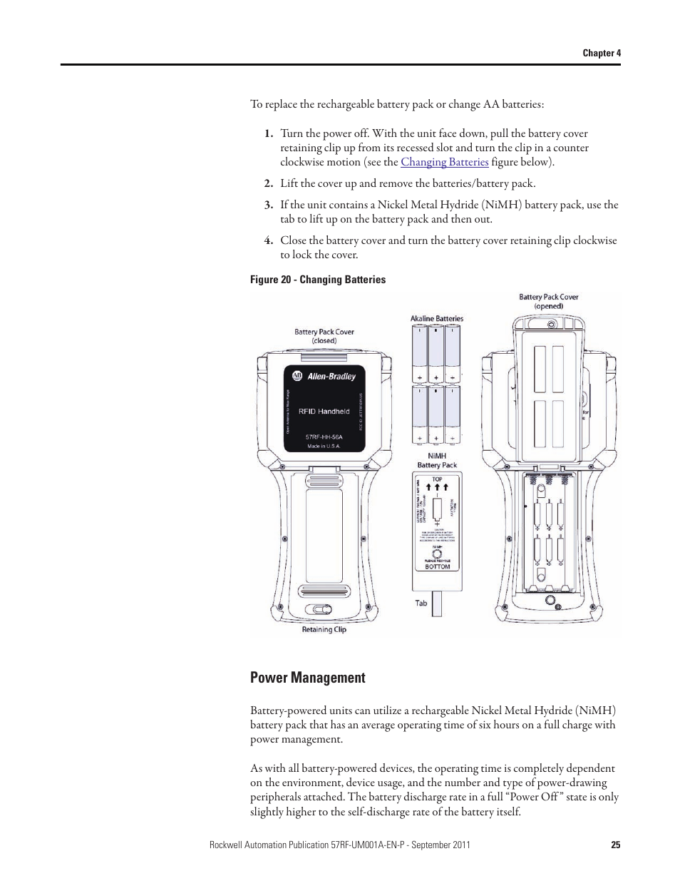 Power management | Rockwell Automation 57RF RFID ICODE Handheld Interface User Manual User Manual | Page 25 / 112