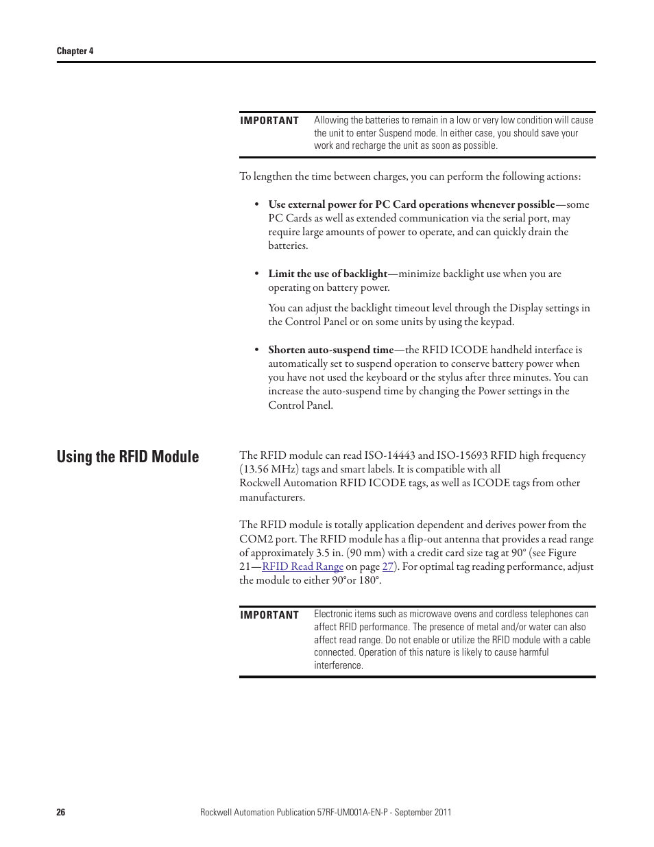 Using the rfid module | Rockwell Automation 57RF RFID ICODE Handheld Interface User Manual User Manual | Page 26 / 112