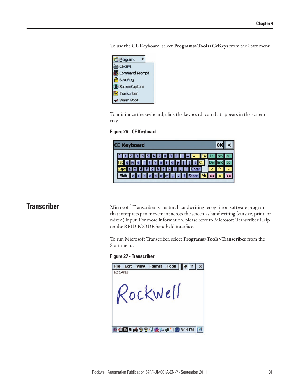 Transcriber | Rockwell Automation 57RF RFID ICODE Handheld Interface User Manual User Manual | Page 31 / 112