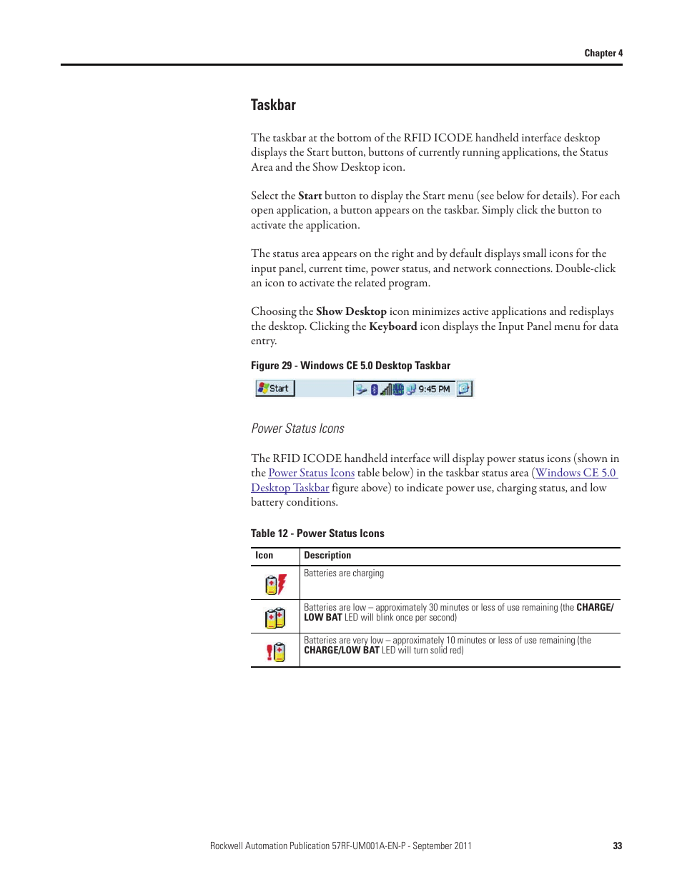 Taskbar | Rockwell Automation 57RF RFID ICODE Handheld Interface User Manual User Manual | Page 33 / 112