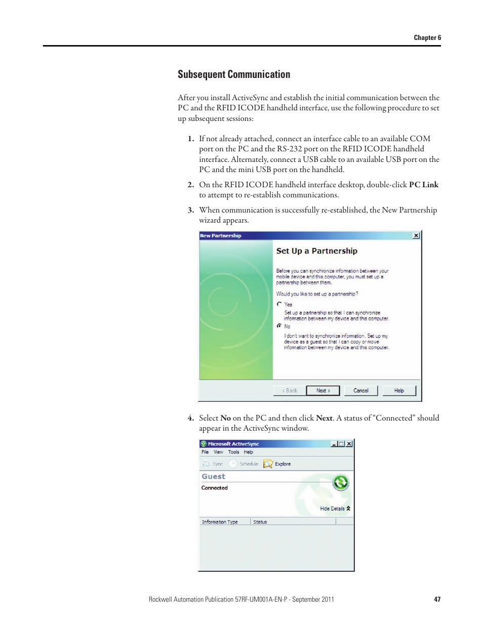 Subsequent communication | Rockwell Automation 57RF RFID ICODE Handheld Interface User Manual User Manual | Page 47 / 112