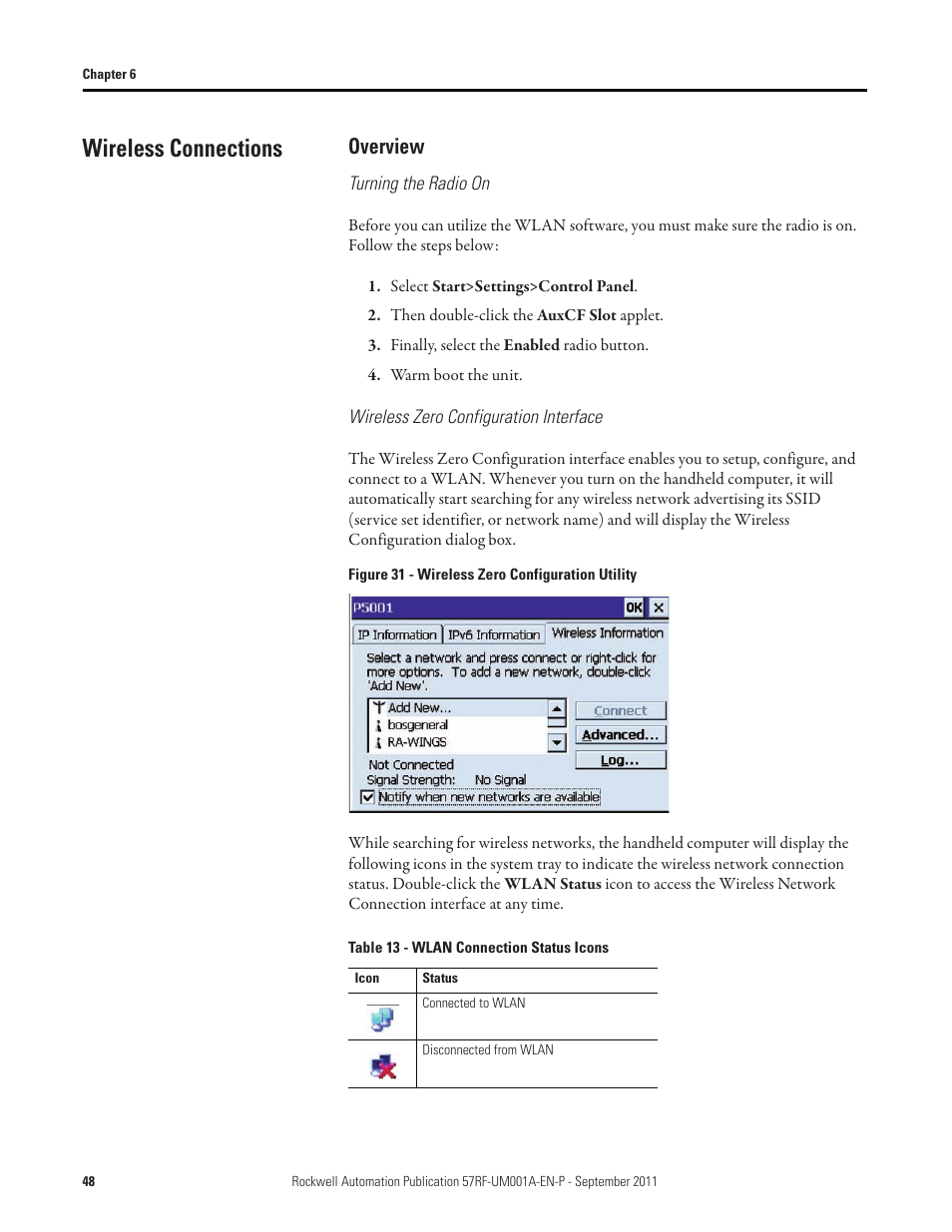 Wireless connections, Overview | Rockwell Automation 57RF RFID ICODE Handheld Interface User Manual User Manual | Page 48 / 112