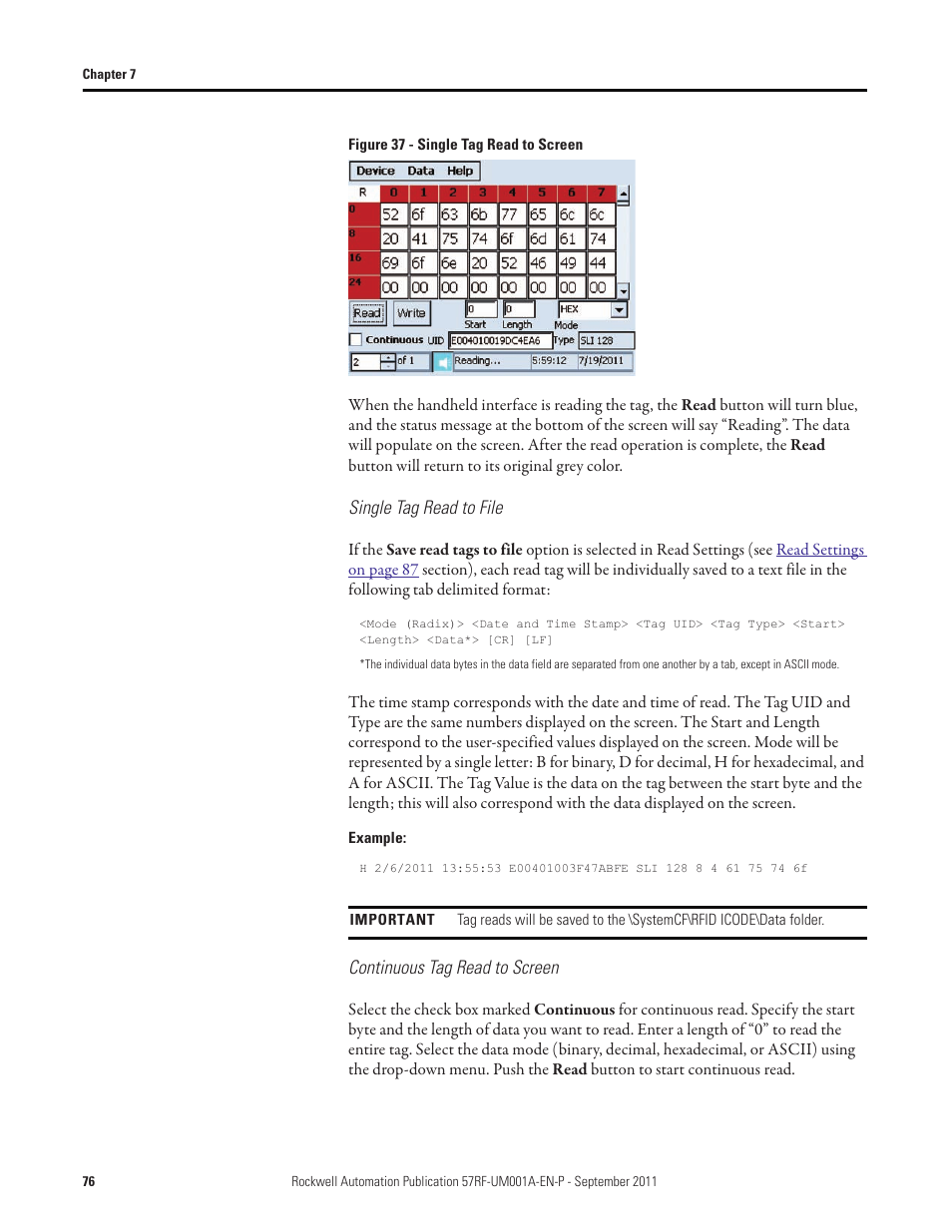 Rockwell Automation 57RF RFID ICODE Handheld Interface User Manual User Manual | Page 76 / 112