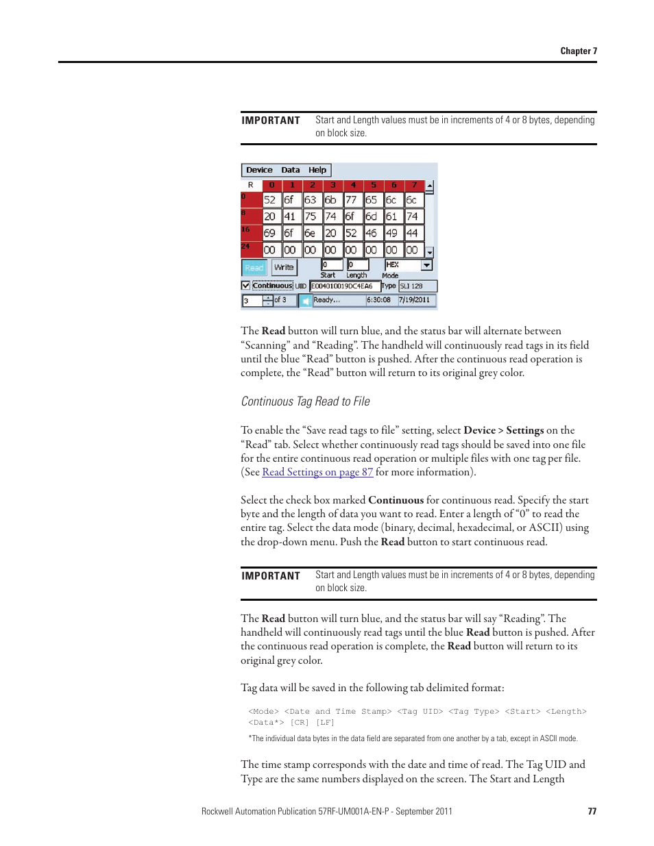 Rockwell Automation 57RF RFID ICODE Handheld Interface User Manual User Manual | Page 77 / 112