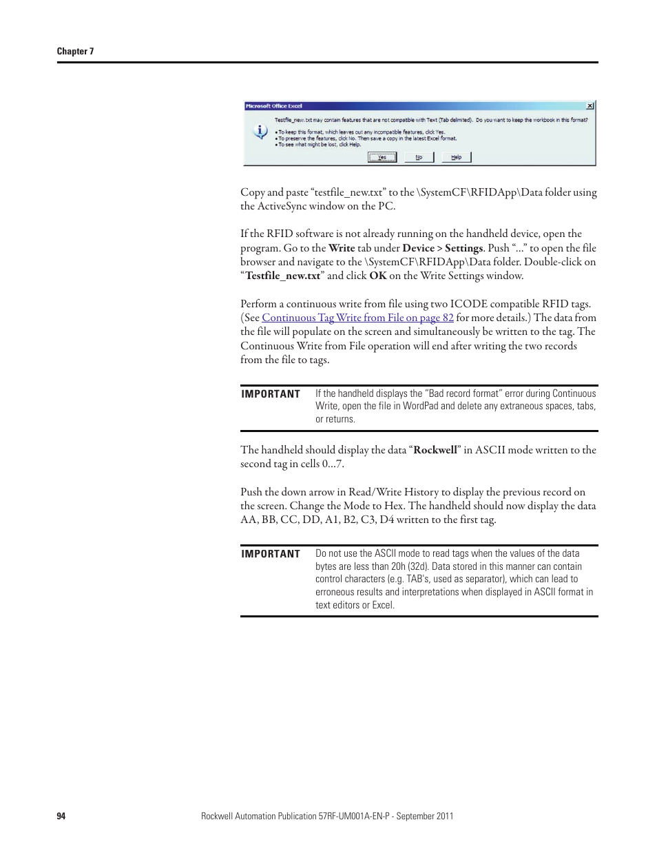 Rockwell Automation 57RF RFID ICODE Handheld Interface User Manual User Manual | Page 94 / 112