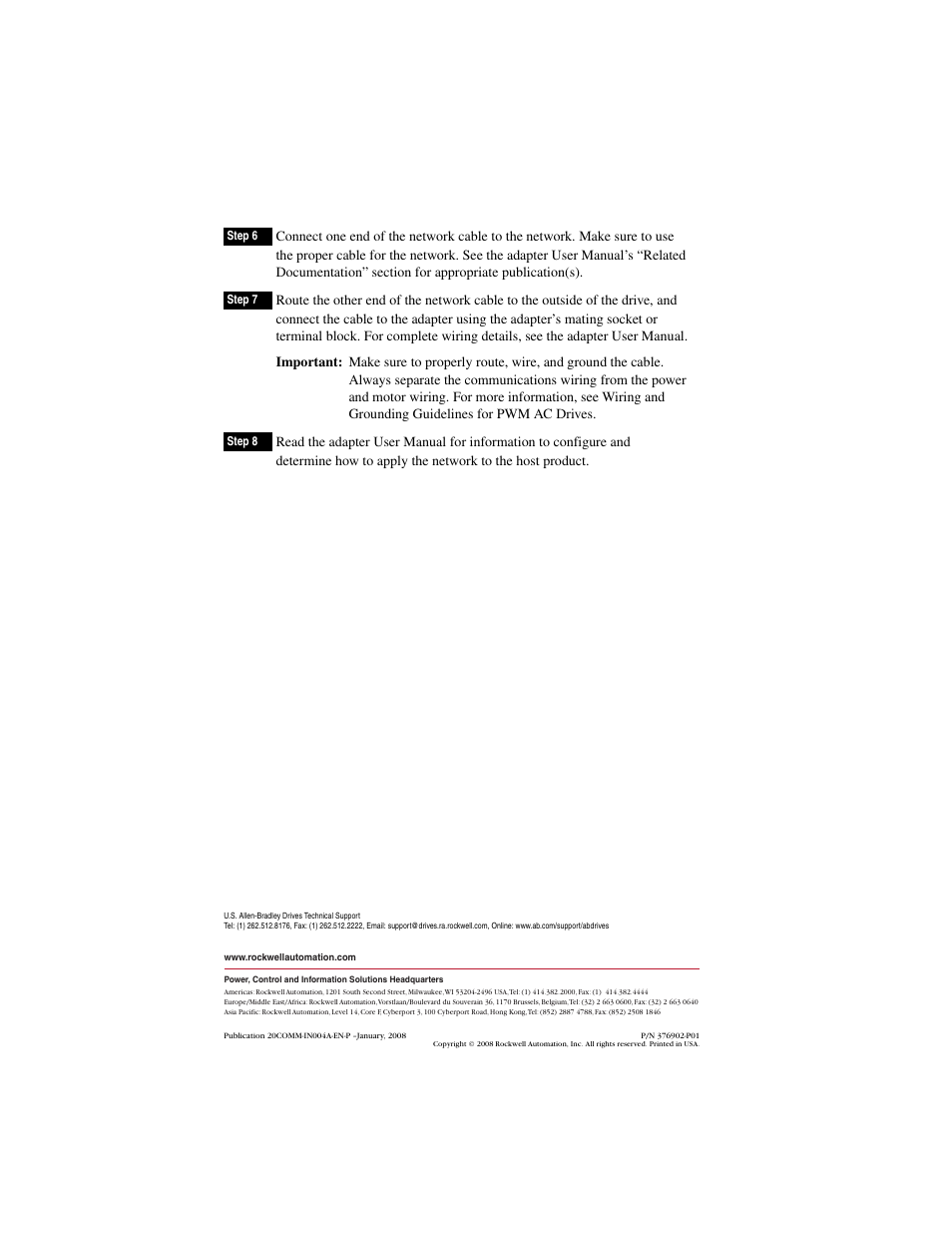 Rockwell Automation 20-COMM PowerFlex 7-Class DPI (Drive Peripheral Interface) Network Communication Adapter User Manual | Page 4 / 4