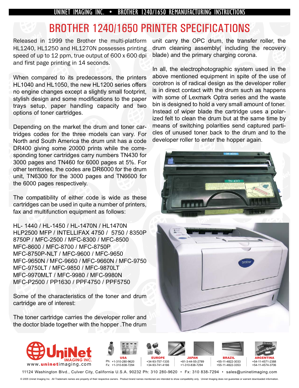 Brother UNINET 1240 User Manual | Page 2 / 12