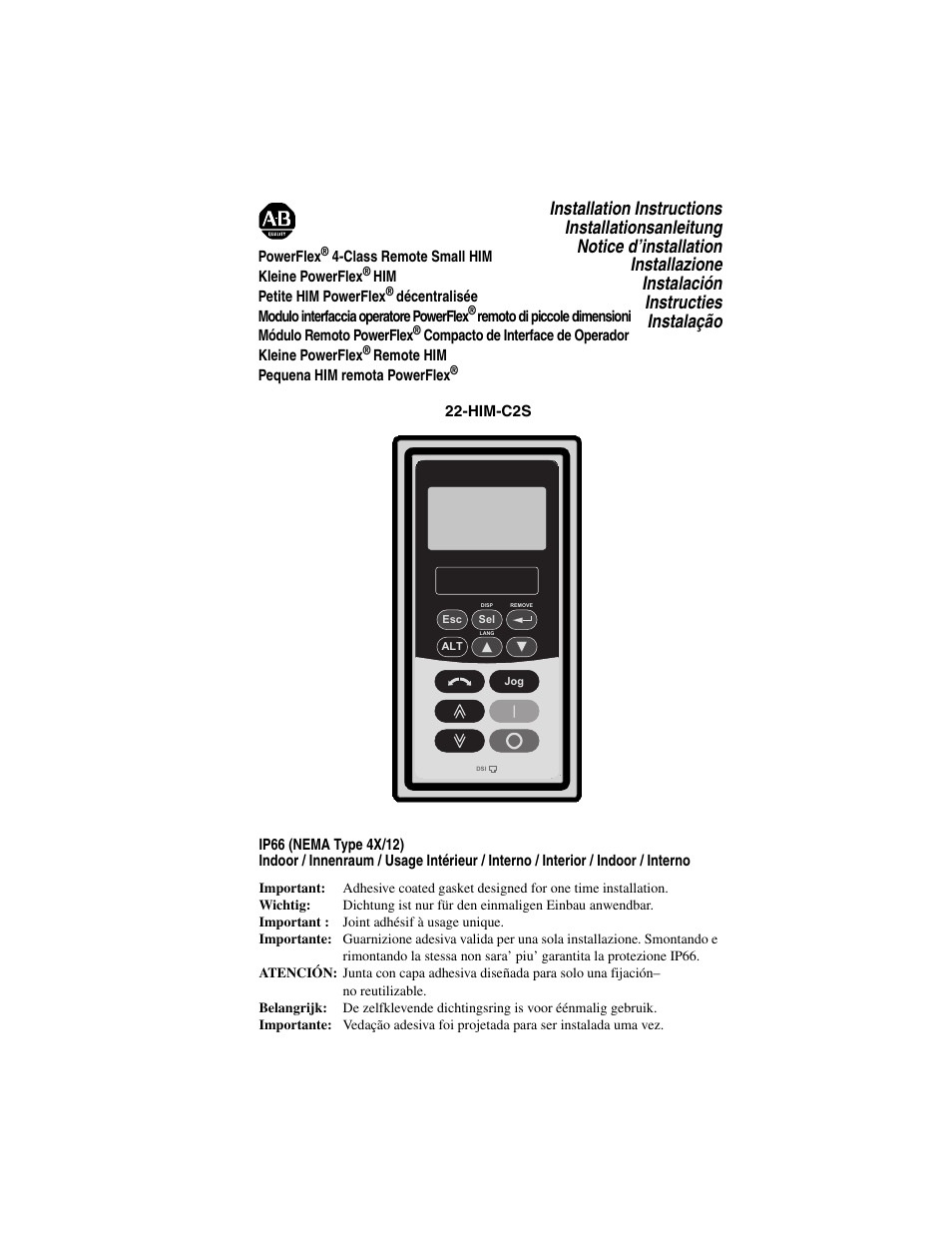 Rockwell Automation 22-HIM-C2S PowerFlex 4-Class Remote Small HIM User Manual | 4 pages