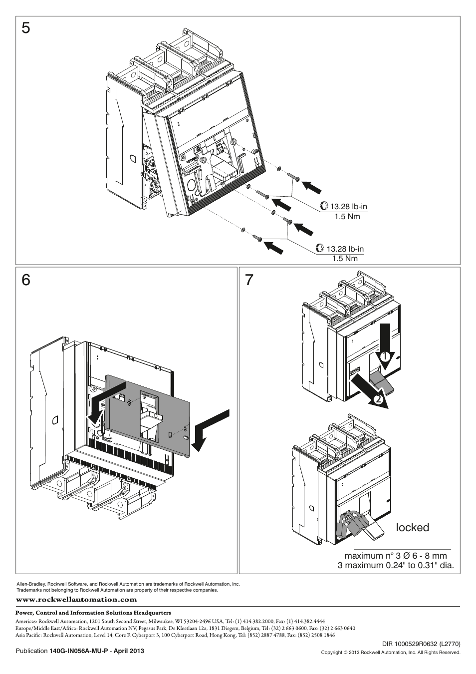 Locked | Rockwell Automation 140G-N-PL Padlock Attachment User Manual | Page 3 / 3