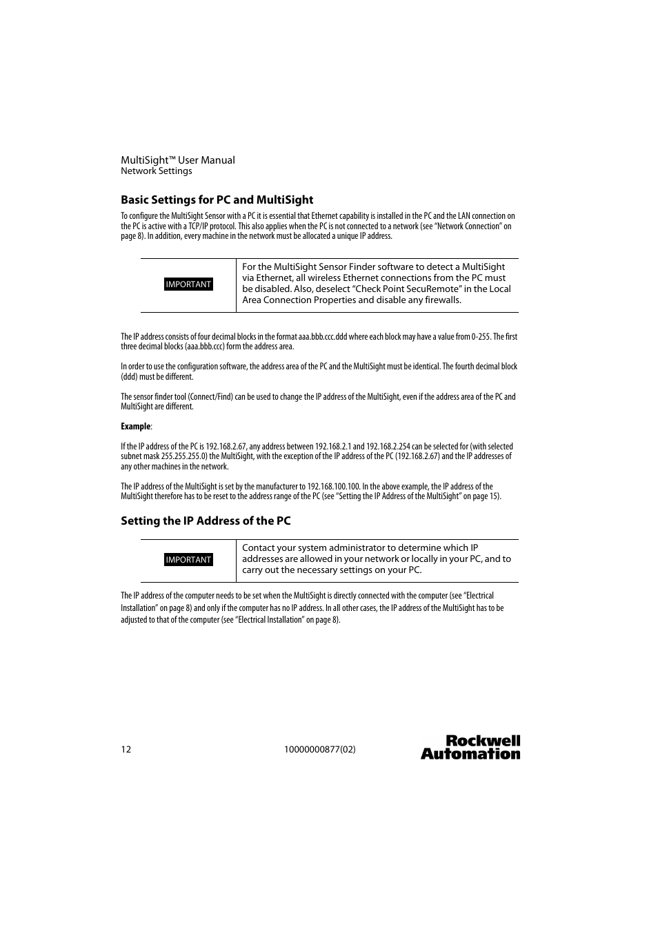 Rockwell Automation 48MS MultiSight Vision Sensor User Manual | Page 12 / 76