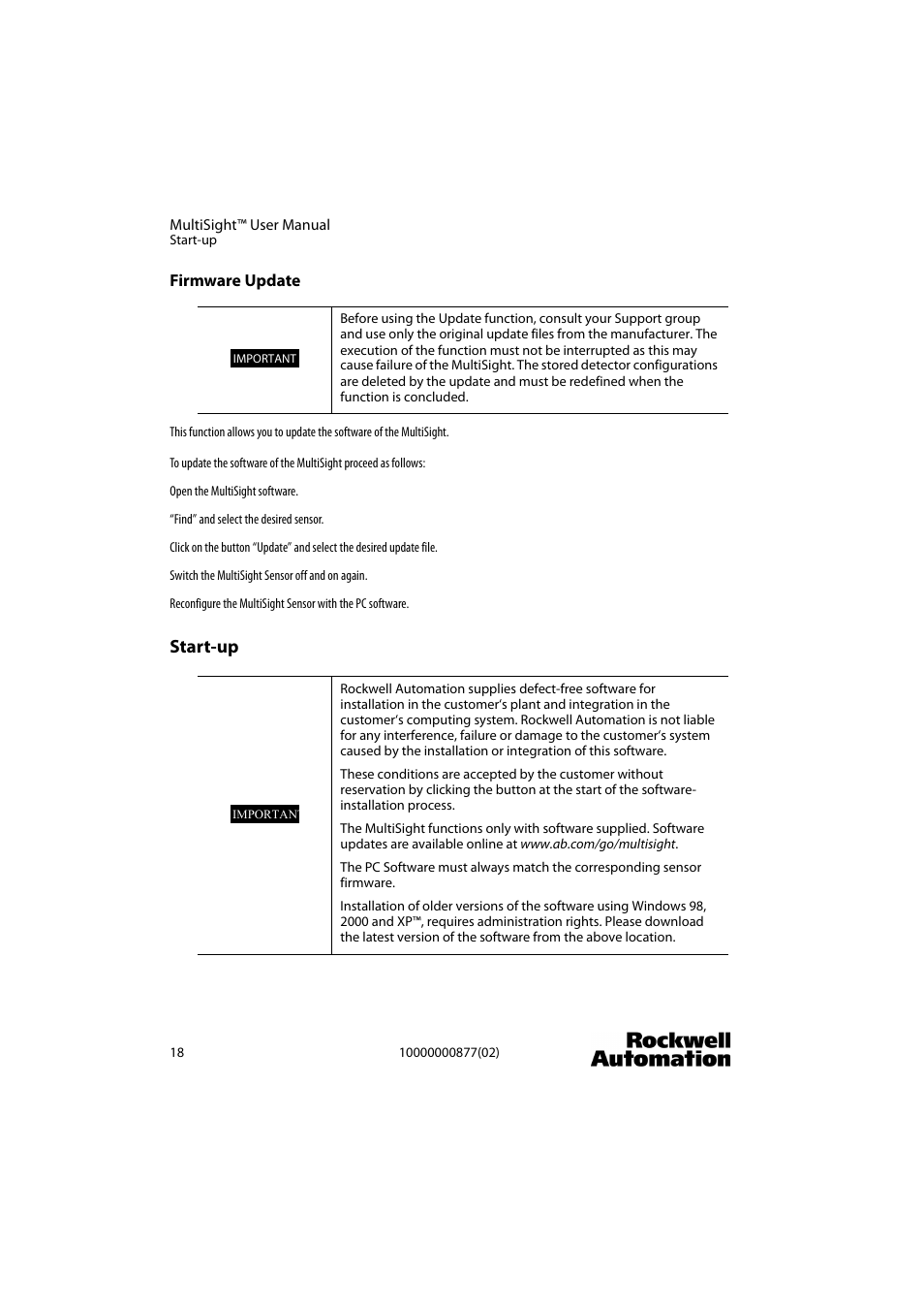 Start-up | Rockwell Automation 48MS MultiSight Vision Sensor User Manual | Page 18 / 76