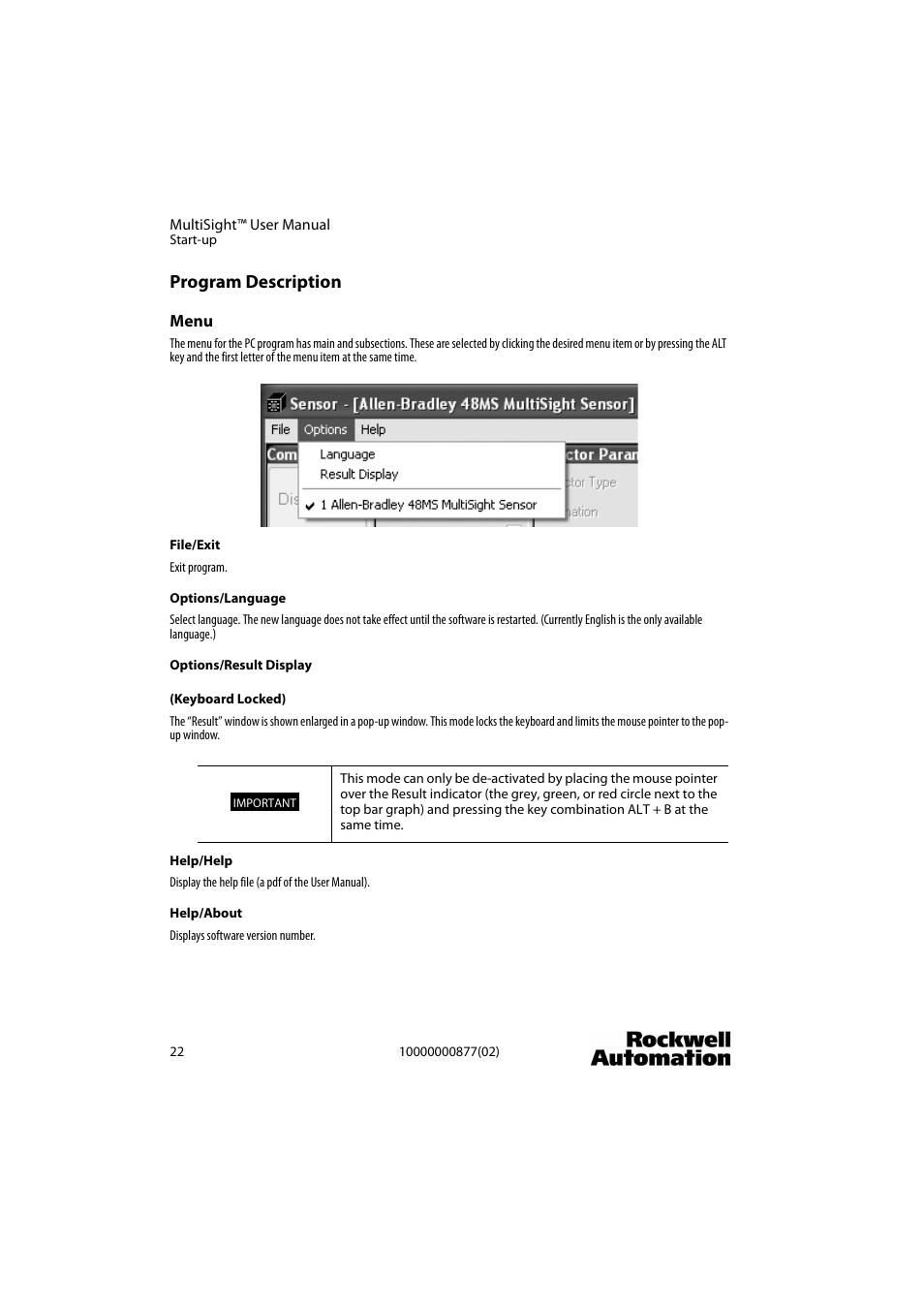 Program description | Rockwell Automation 48MS MultiSight Vision Sensor User Manual | Page 22 / 76