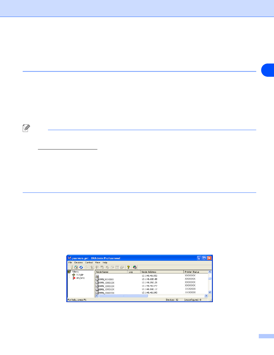 Setting the ip address and subnet mask, Bradmin professional utility, Only) | Brother DCP 8065DN User Manual | Page 21 / 93