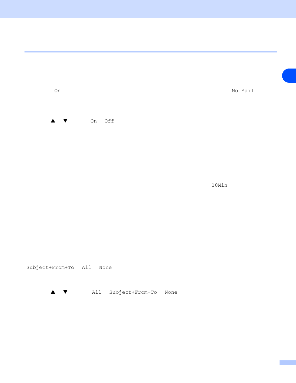 Setup mail rx (mfc-8860dn only), Auto polling, Poll frequency | Header, Auto polling poll frequency header | Brother DCP 8065DN User Manual | Page 34 / 93
