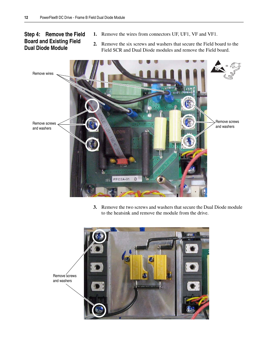 Rockwell Automation 20P PowerFlex DC Drive - Frame B Field Dual Diode Module User Manual | Page 12 / 14