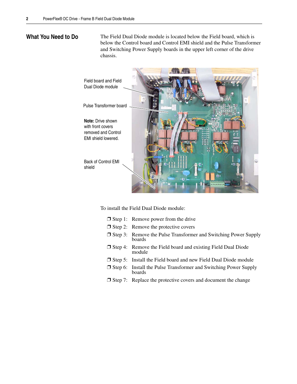 What you need to do | Rockwell Automation 20P PowerFlex DC Drive - Frame B Field Dual Diode Module User Manual | Page 2 / 14