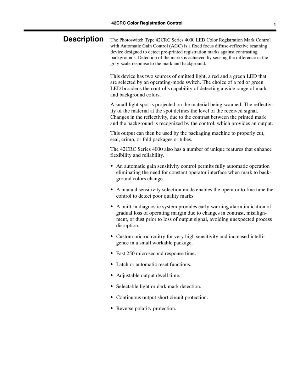 Description | Rockwell Automation 42CRC Color Registration Control User Manual | Page 3 / 24