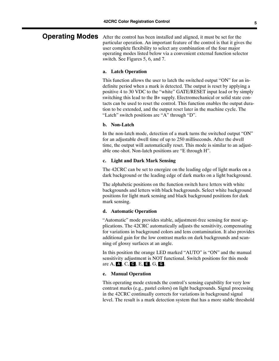 Operating modes | Rockwell Automation 42CRC Color Registration Control User Manual | Page 7 / 24
