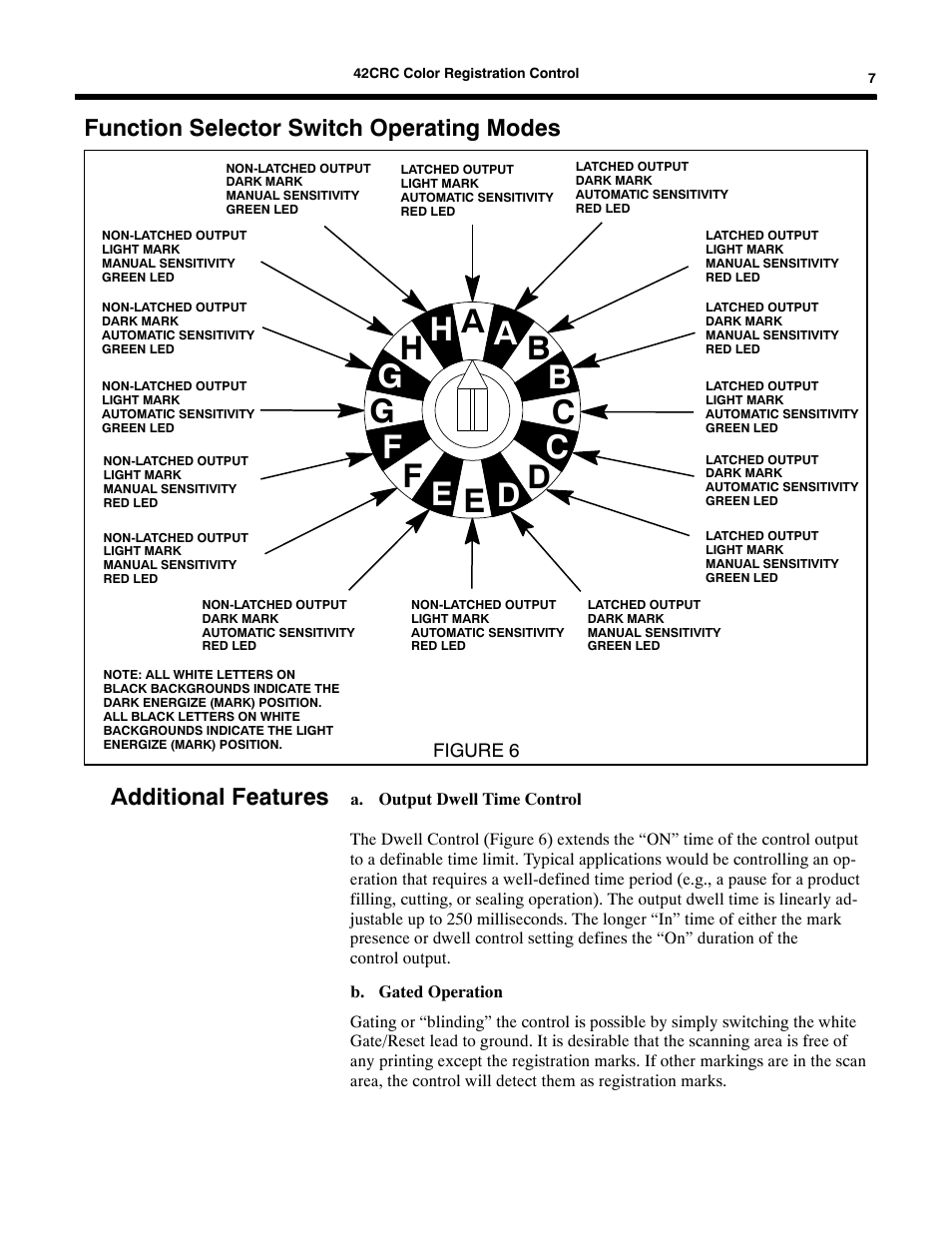 Function selector switch operating modes, Additional features | Rockwell Automation 42CRC Color Registration Control User Manual | Page 9 / 24