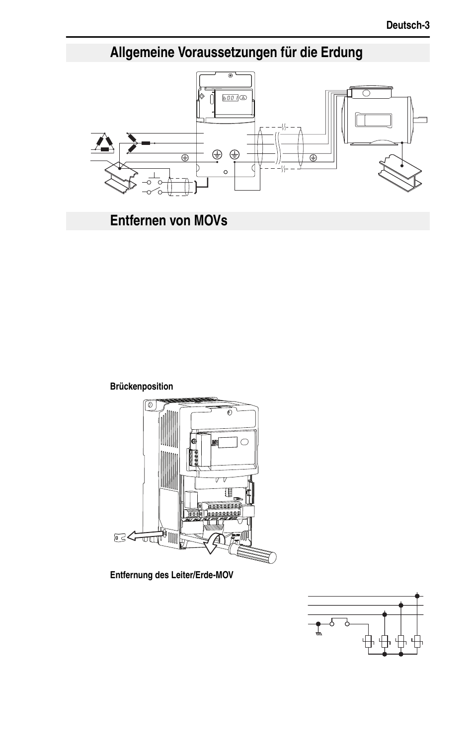 Allgemeine voraussetzungen für die erdung, Entfernen von movs | Rockwell Automation 22D PowerFlex 40P Quick Start - FRN 1.xx - 3.xx User Manual | Page 25 / 129