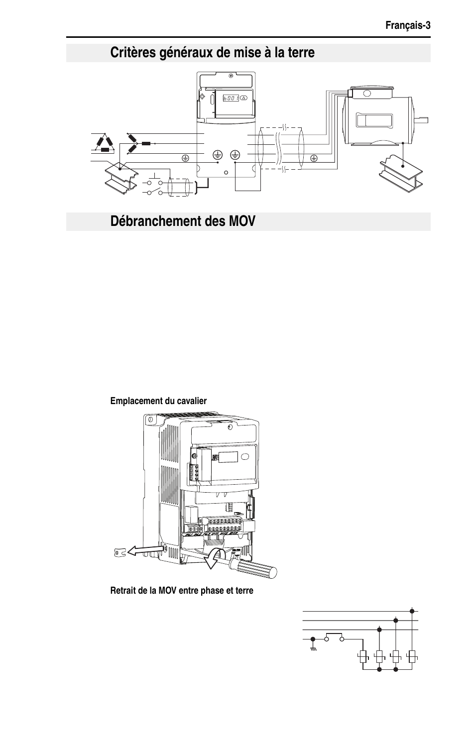 Critères généraux de mise à la terre, Débranchement des mov | Rockwell Automation 22D PowerFlex 40P Quick Start - FRN 1.xx - 3.xx User Manual | Page 47 / 129