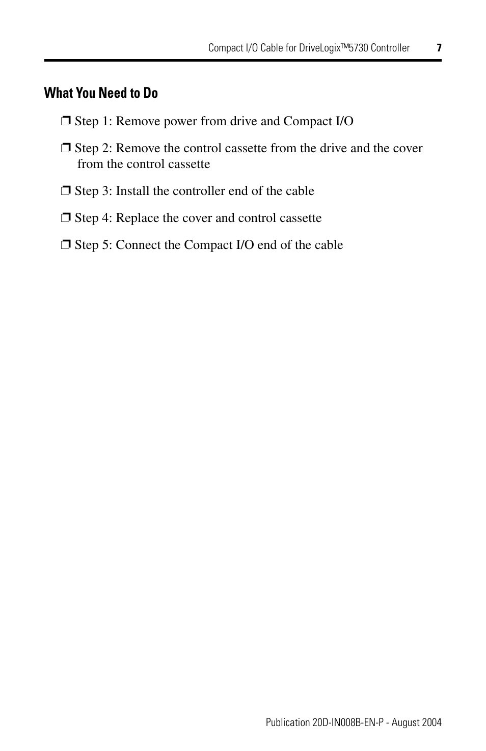 Rockwell Automation 20D-DL2-CL3 DriveLogix Controller Compact I/O Cable User Manual | Page 7 / 12