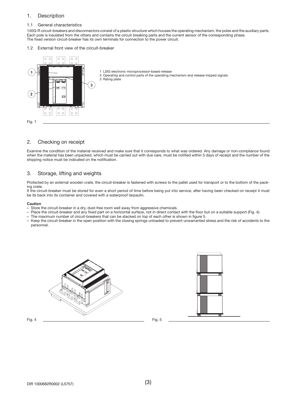 Description, Checking on receipt, Storage, lifting and weights | Rockwell Automation 140G-Rx Installation Instruction-140G-R User Manual | Page 3 / 29